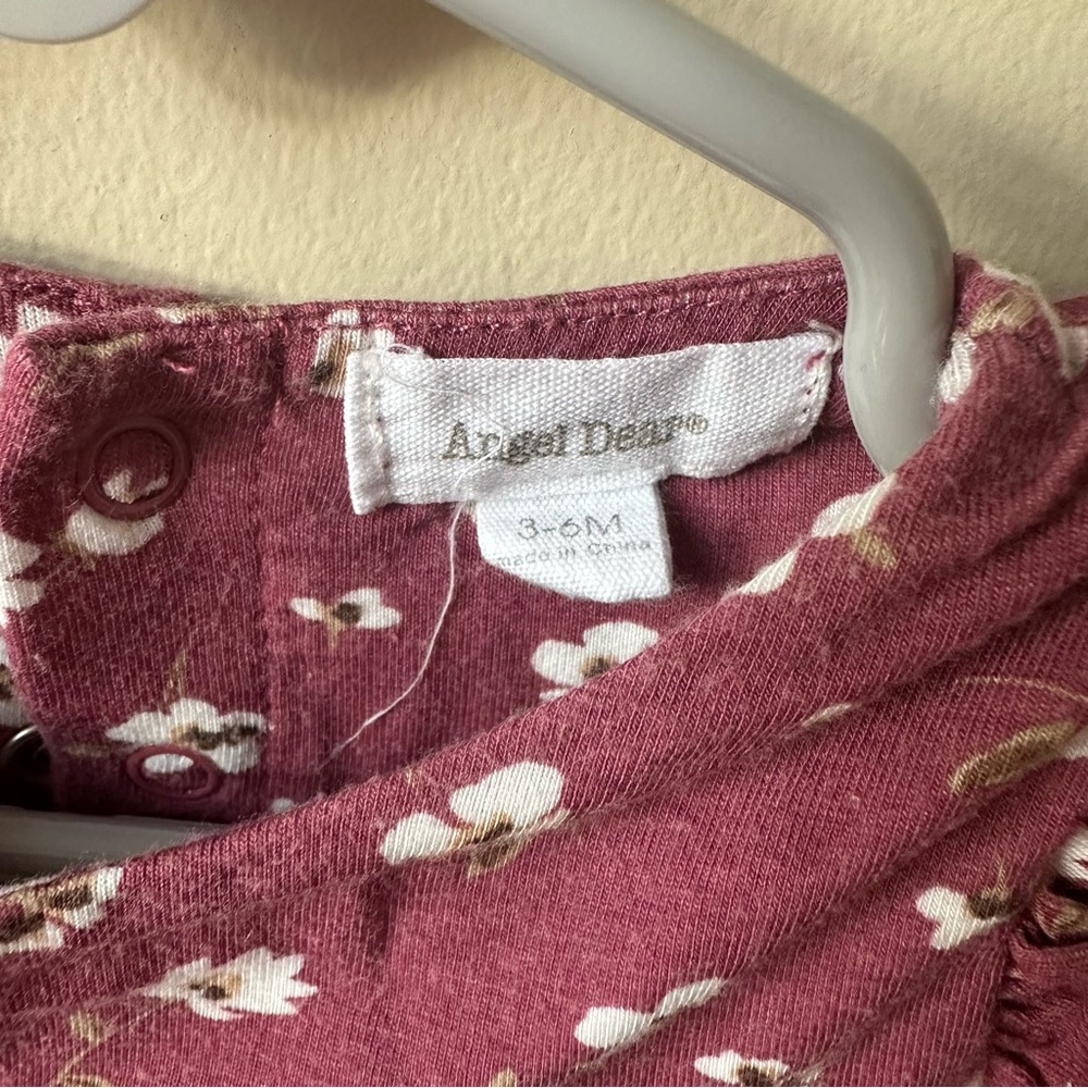Angel Dear -Maroon Floral Romper Size 3-6m Soft and cute for holidays! - Picture 3 of 5